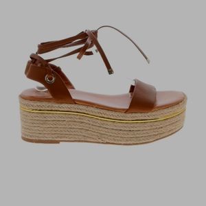 7.5 brown faux brown leather platform sandals